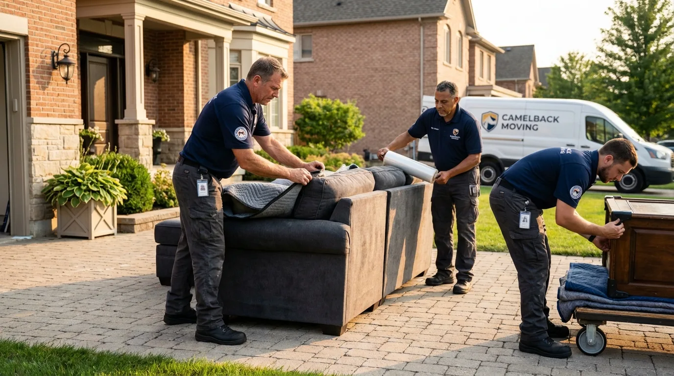 Large estate moving crew wrapping furniture in Crooks, SD